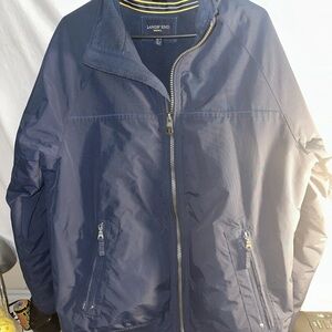 Lands End Squall Jacket M 38-40 Navy Blue Fleece Lined Waterproof Zipped Pockets